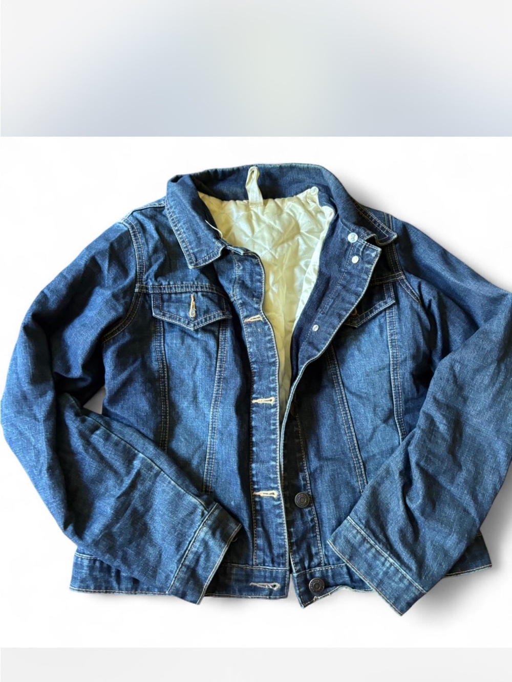 Old Navy Blue Denim Jacket with Cream Quilted Lining